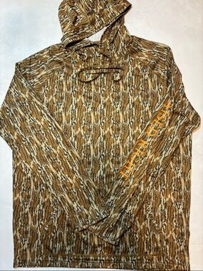 Simply Southern Brown Camo Hooded Long Sleeve Shirt, bottomland style, large